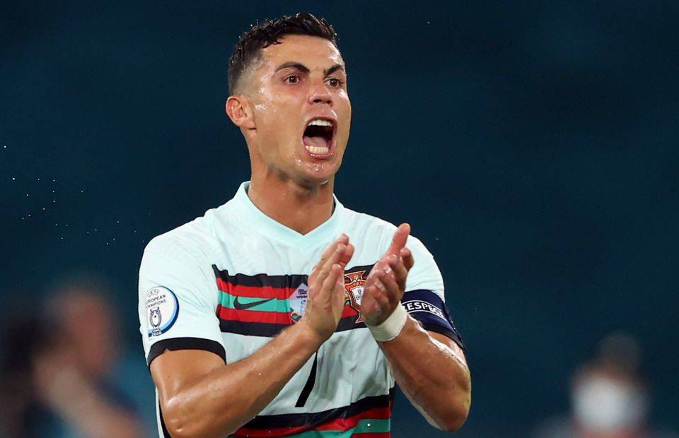 Cristiano Ronaldo reacts for Portugal amid speculation over his future at Juventus