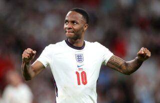 Raheem Sterling in action for England amid speculation over his future at Man City