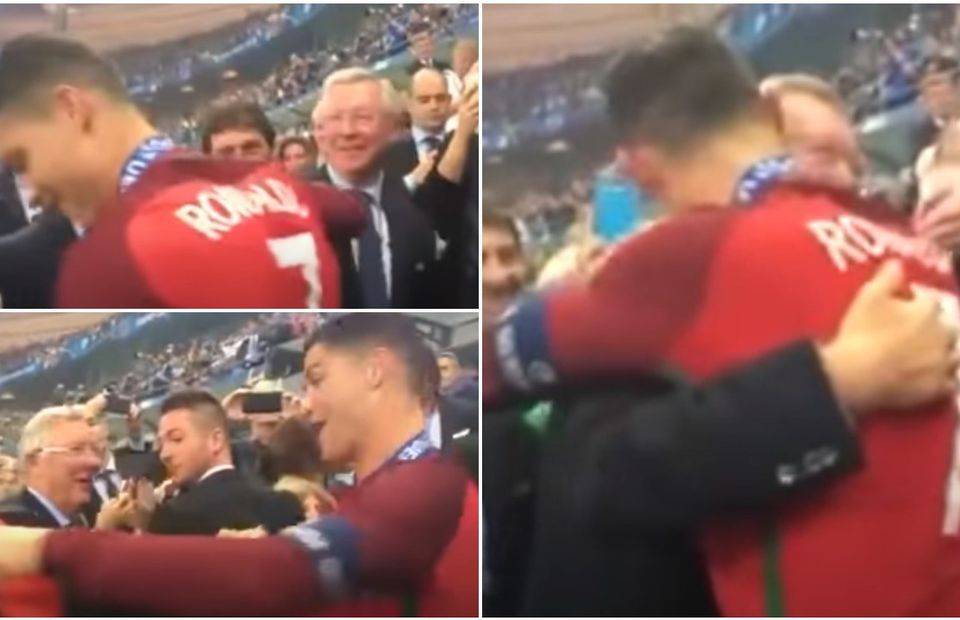 Cristiano Ronaldo and Sir Alex Ferguson after Portugal's Euro 2016 win