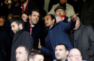 Technical director Edu in the stands for Arsenal amid speculation over a move for Renato Sanches