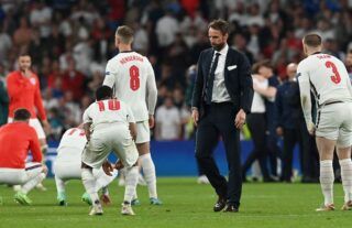 England players post match after suffering defeat to Italy in the Euro 2020 final