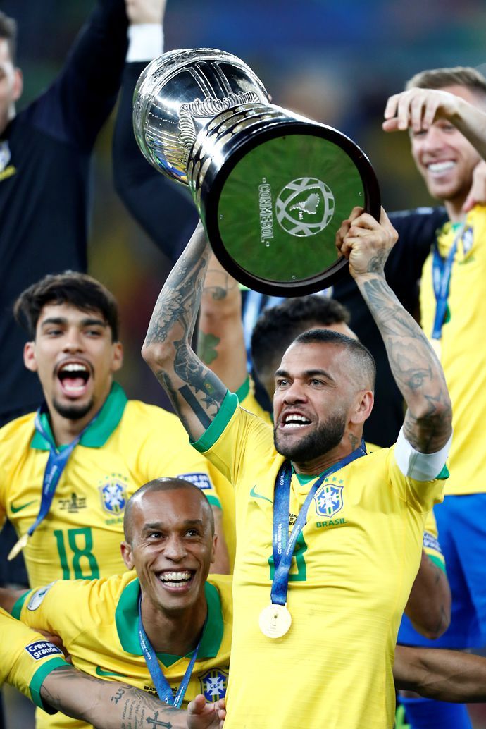Alves with the Copa America trophy