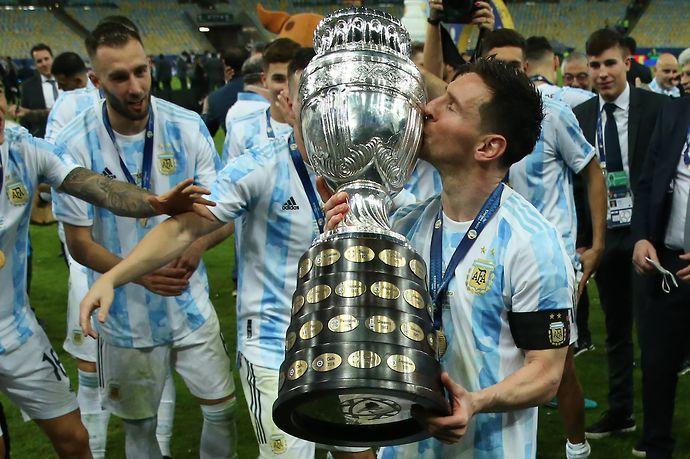 Messi with the Copa America trophy