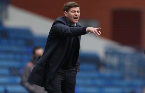 Rangers manager Steven Gerrard on the touchline vs Celtic