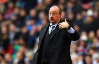 New Everton manager Rafael Benitez giving instructions to his players