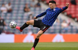 Josip Brekalo warms up for Croatia at Euro 2020