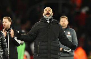 Nuno Espirito Santo celebrates after Wolves beat Southampton