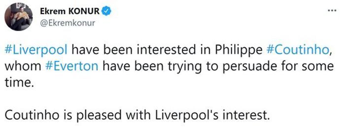 Ekrem Konur reveals Liverpool's interest in Philippe Coutinho