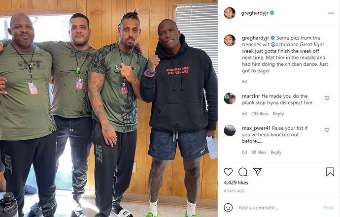 Greg Hardy poses with Chad Johnson