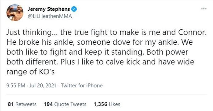 Jeremy Stephens calls out Conor McGregor