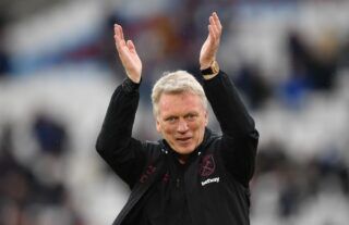 West Ham manager David Moyes claps the club's fans