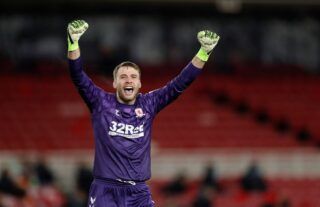 Aston Villa target Marcus Bettinelli celebrating while on loan at Middlesbrough