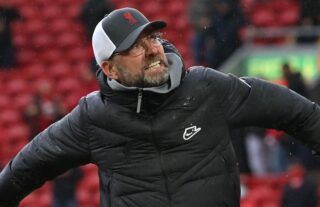 Jurgen Klopp celebrates for Liverpool amid speculation over a move for Franck Kessie