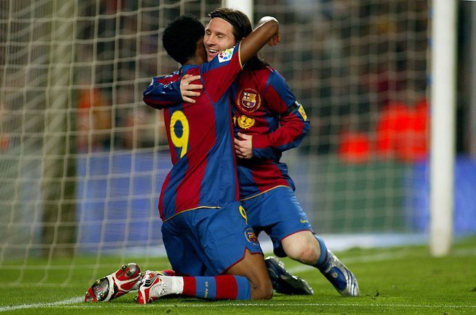 Lionel Messi and Samuel Eto'o at Barcelona