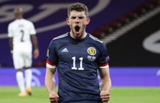 Celtic star Ryan Christie in action for Scotland