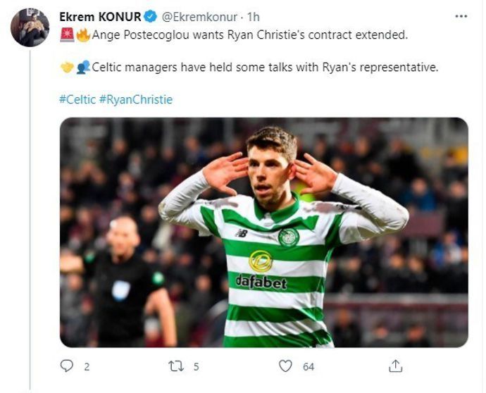 Ekrem Konur discloses that Celtic have held talks with Ryan Christie's representatives