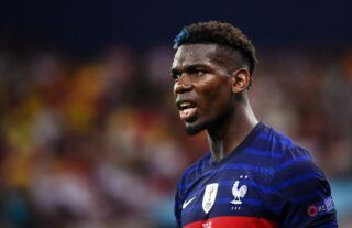 Manchester United midfielder Paul Pogba in action for France