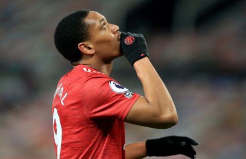 Anthony Martial celebrates for Man United amid speculation over his future