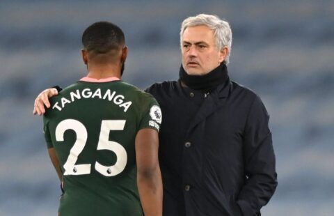 Jose Mourinho with Tanganga amid speculation over the defender's future