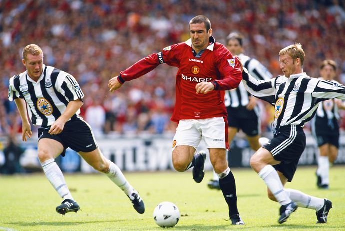 Eric Cantona in action against Newcastle United
