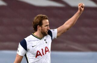 Tottenham forward Harry Kane celebrating a goal