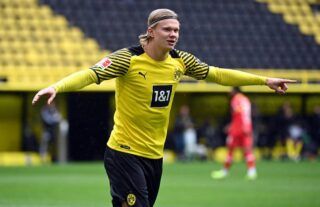 Borussia Dortmund forward Erling Haaland in action