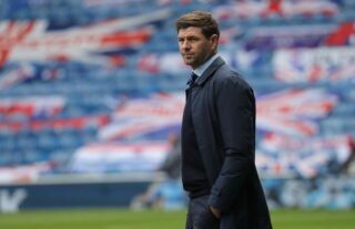Rangers manager Steven Gerrard on the touchline at Ibrox