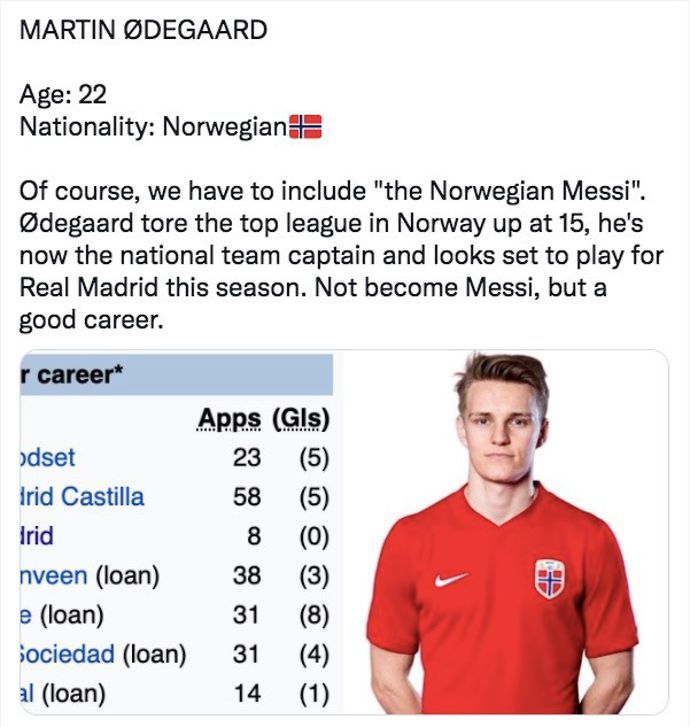 Martin Odegaard wasn't the next Lionel Messi