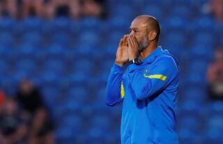 Tottenham manager Nuno Espirito Santo shouting out a message to his players