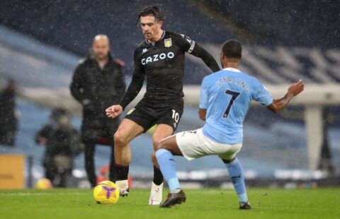 Jack Grealish in action for Aston Villa vs Manchester City