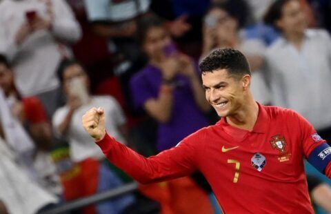 Cristiano Ronaldo celebrating after scoring for Portugal at Euro 2020