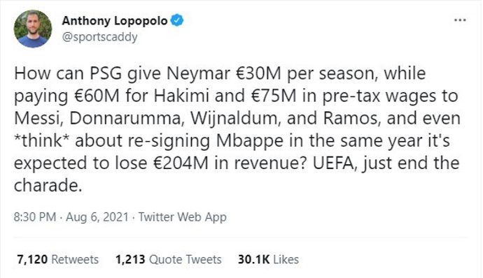 Anthony Lapopolo calls on UEFA to end this 'charade' after exposing Paris Saint-Germain's spending this summer