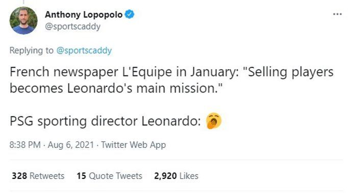 Anthony Lapopolo pokes fun at Paris Saint-Germain sporting director Leonardo