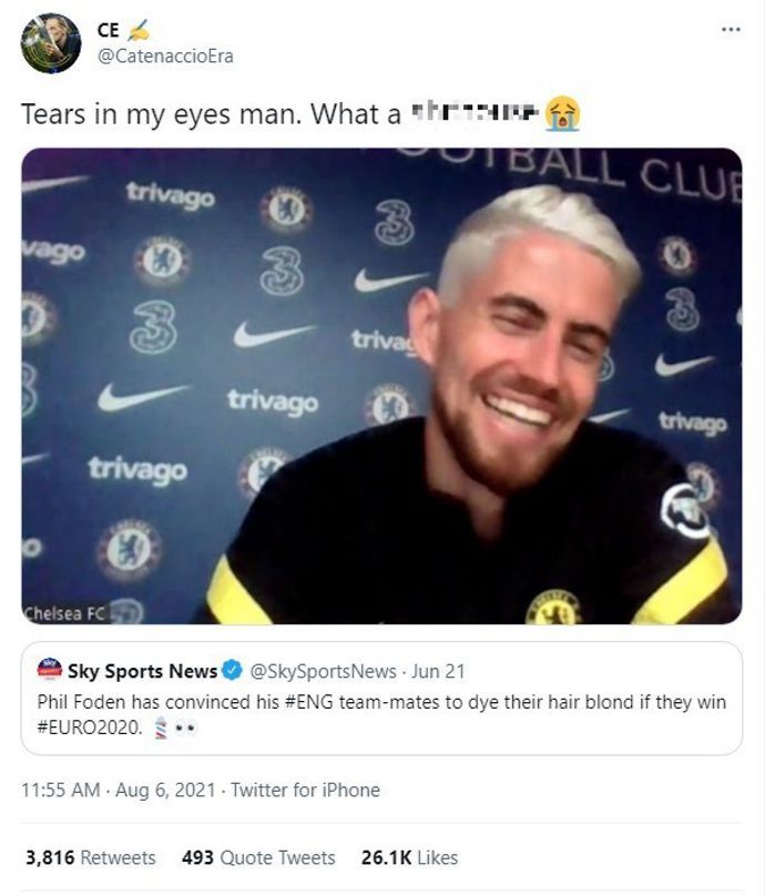 Chelsea fans are convinced Jorginho is trolling Phil Foden and England after winning Euro 2020 with Italy