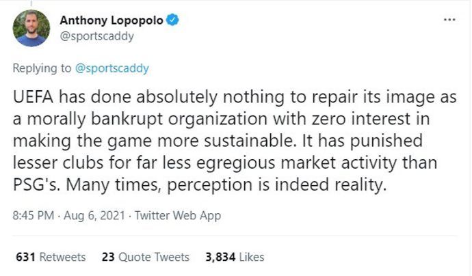 Anthony Lapopolo criticises UEFA for failing to properly act.
