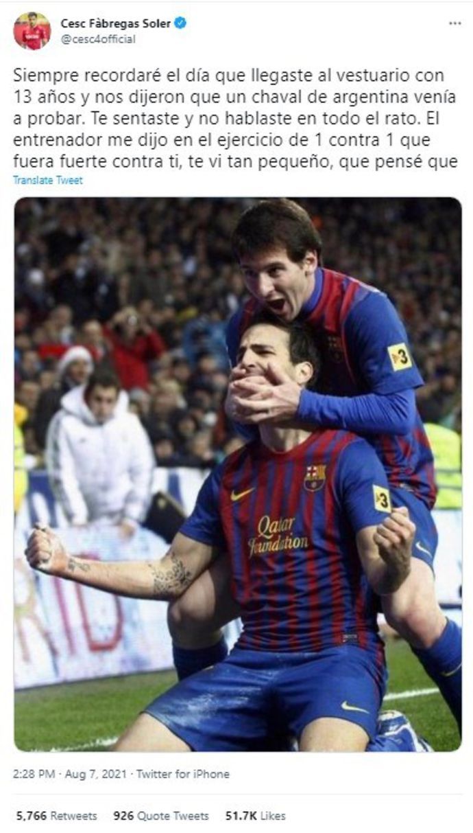 Cesc Fabregas and Lionel Messi lifted five trophies together at Barcelona