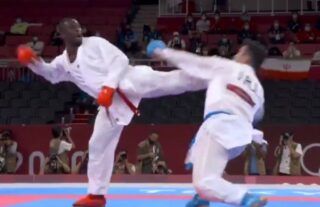 Iran's Sajad Ganjzadeh wins karate gold at the Olympic Games after being knocked out by Saudi Arabia's Tareg Hamedi.