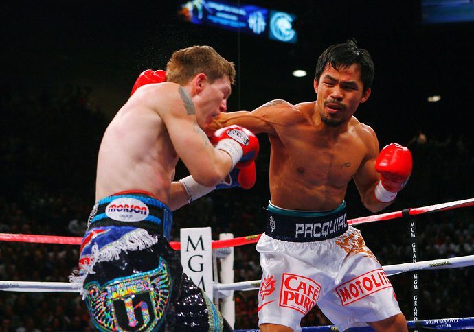 Manny Pacquiao in action against Ricky Hatton