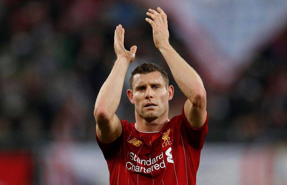 Liverpool's James Milner clapping supporters