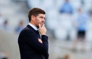 Rangers manager Steven Gerrard watches his side