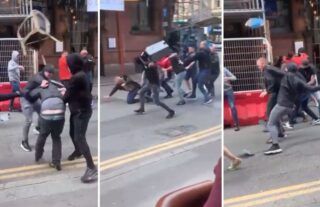 Leeds and Man United fans fight