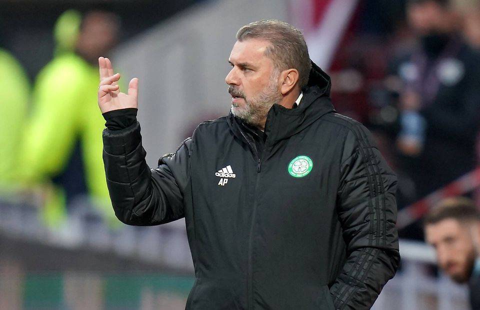 Celtic manager Ange Postecoglou issues instructions from the touchline