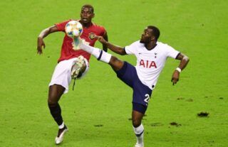 Paul Pogba and Tanguy Ndombele in action in Man Utd vs Tottenham