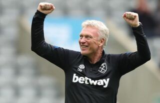 West Ham manager David Moyes celebrating