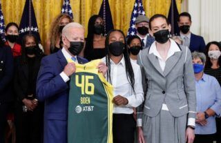 US President Joe Biden welcomed WNBA team Seattle Storm to the White House