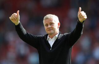 Man United manager Ole Gunnar Solskjaer giving the thumbs-up