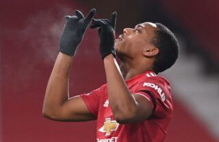 Anthony Martial celebrates after scoring for Manchester United