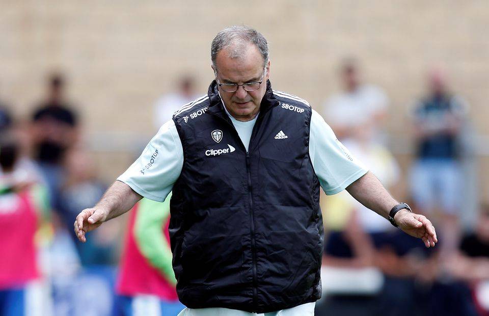 Leeds manager Marcelo Bielsa looking frustrated