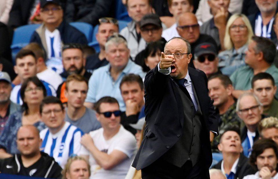 Everton manager Rafael Benitez looking animated