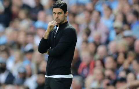 Arsenal boss Mikel Arteta watching his side lose to Manchester City
